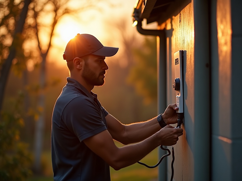 Outdoor work, golden hour